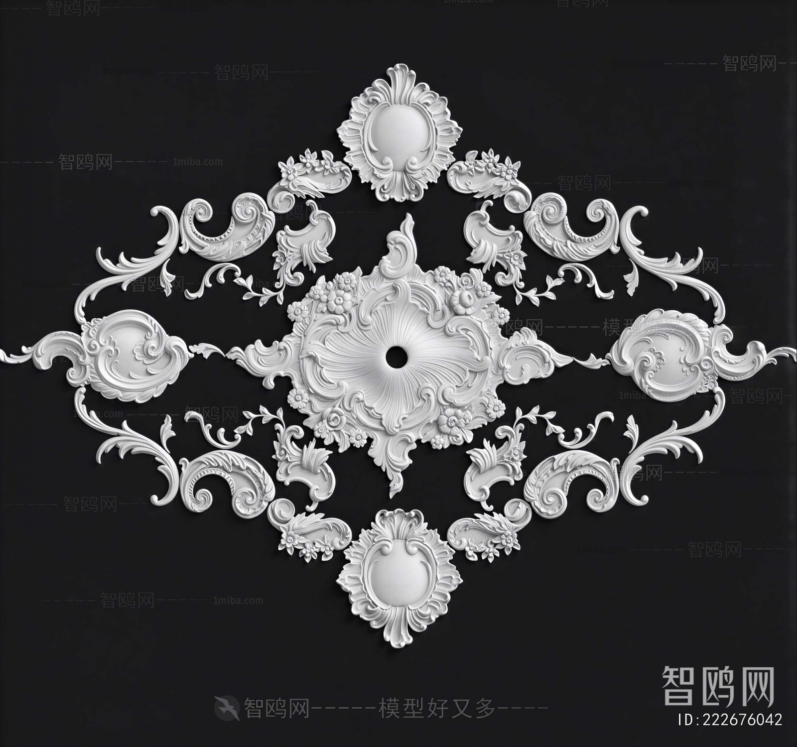 French Style Plaster Carved Top Plate