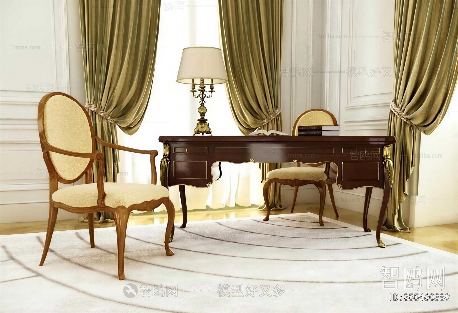 French Style Computer Desk And Chair