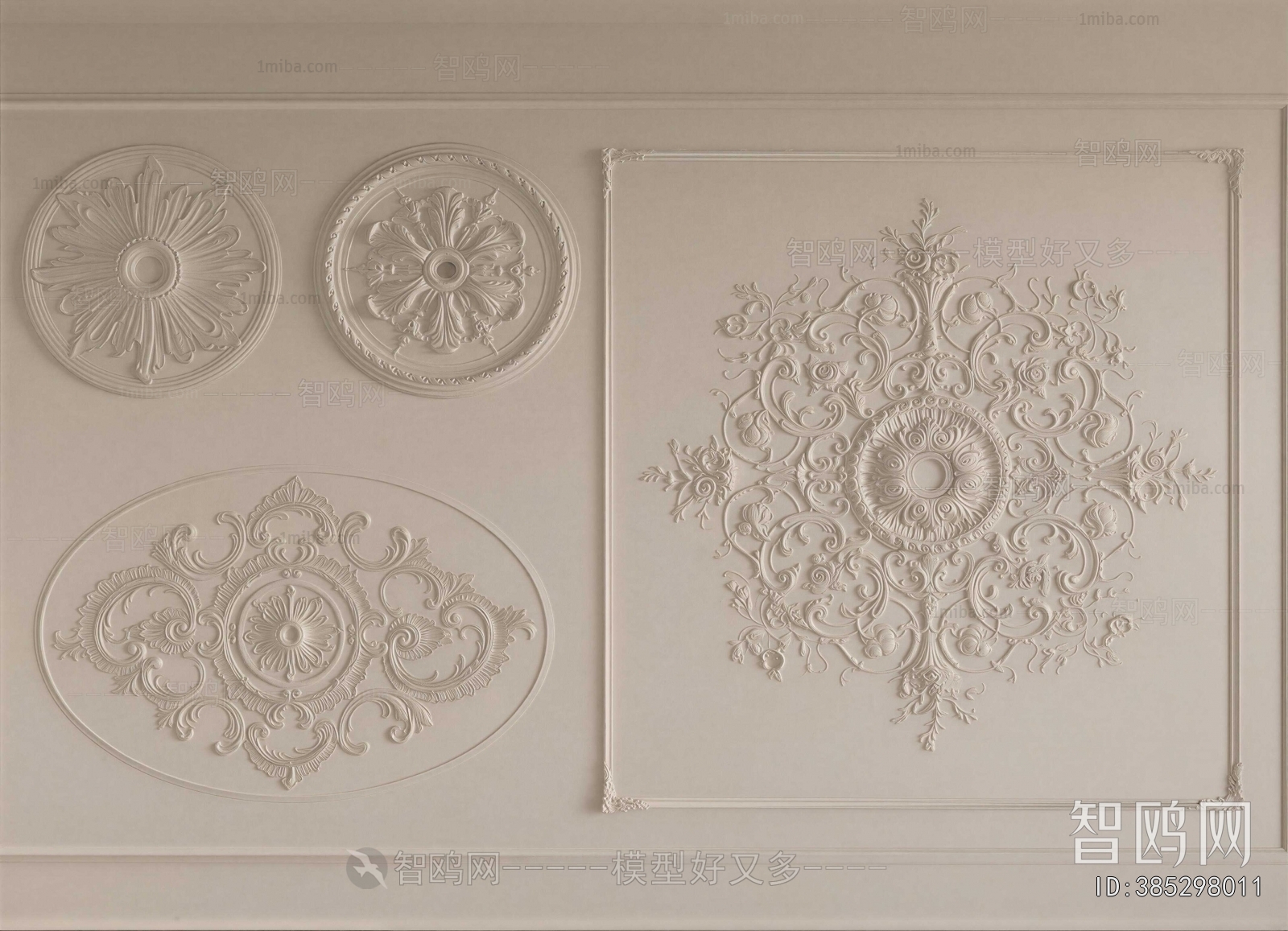 French Style Plaster Carved Top Plate