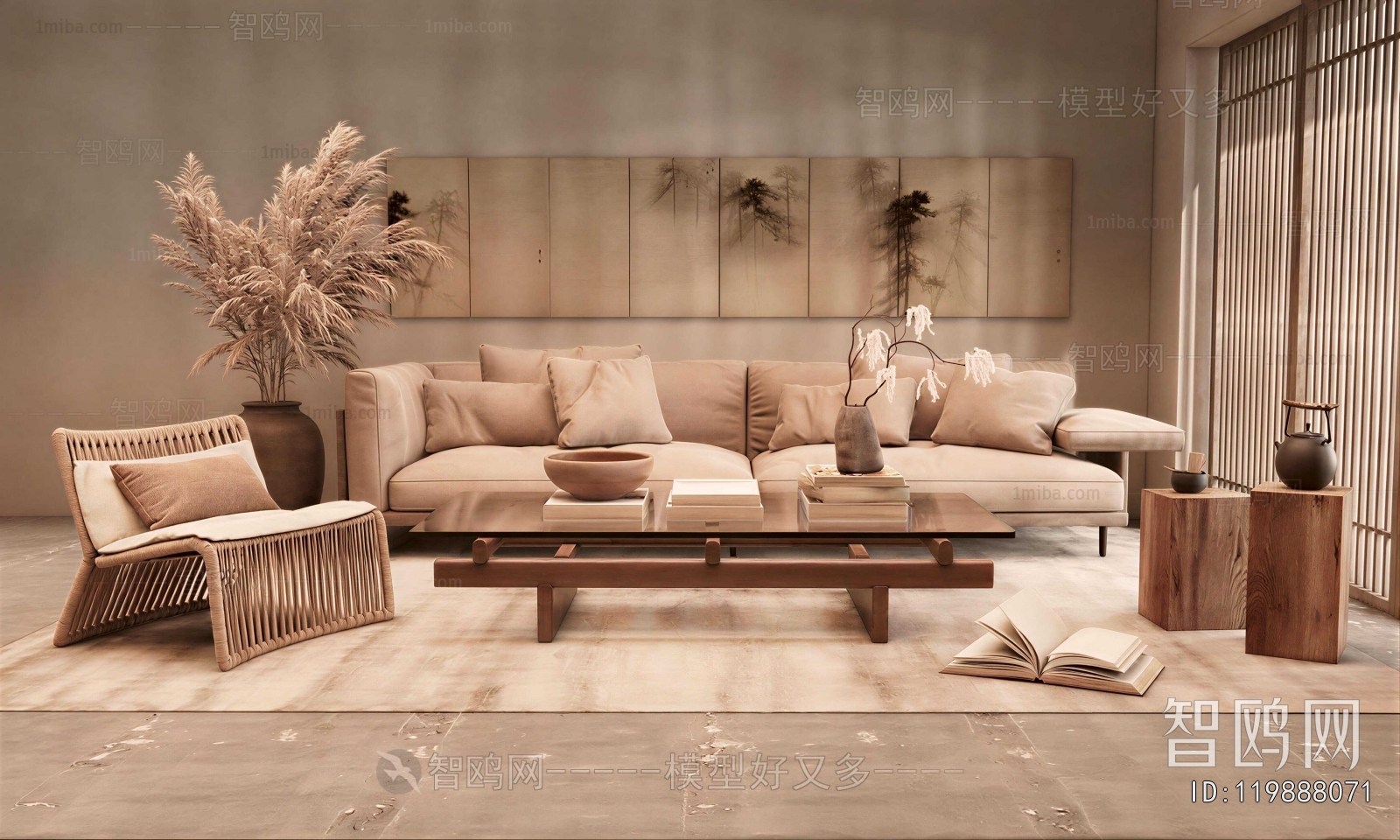 Wabi-sabi Style Sofa Combination