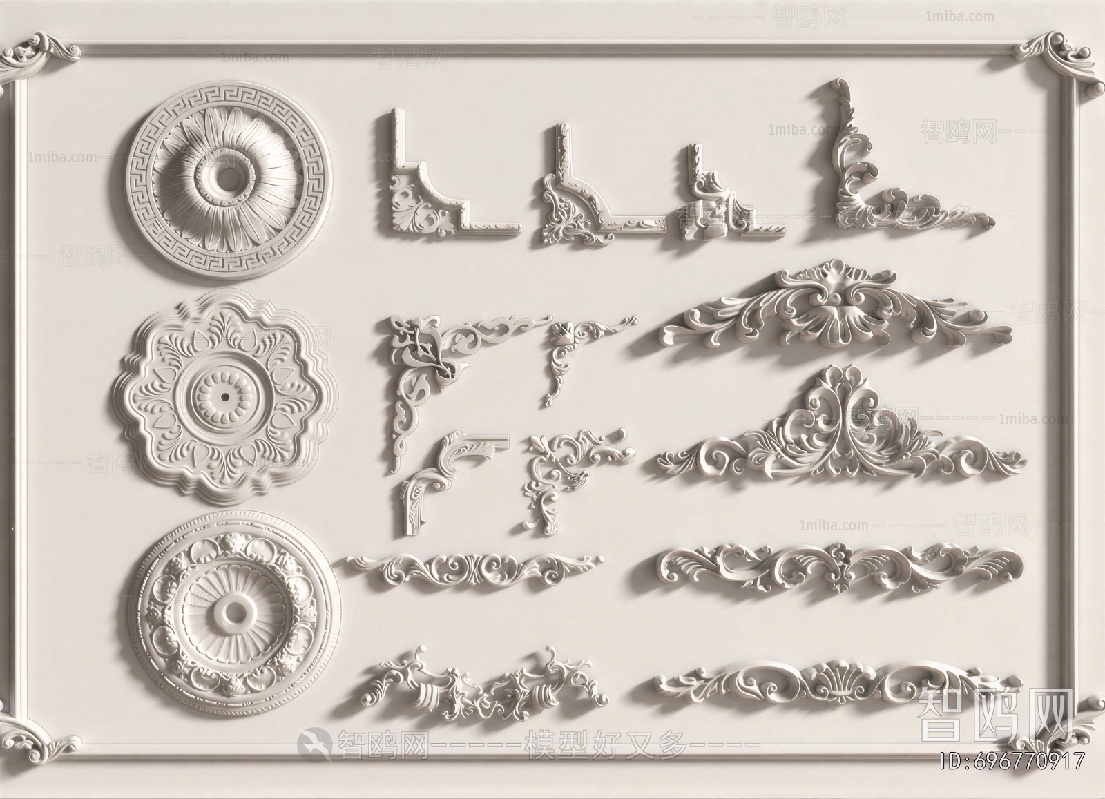 French Style Plaster Carved Top Plate