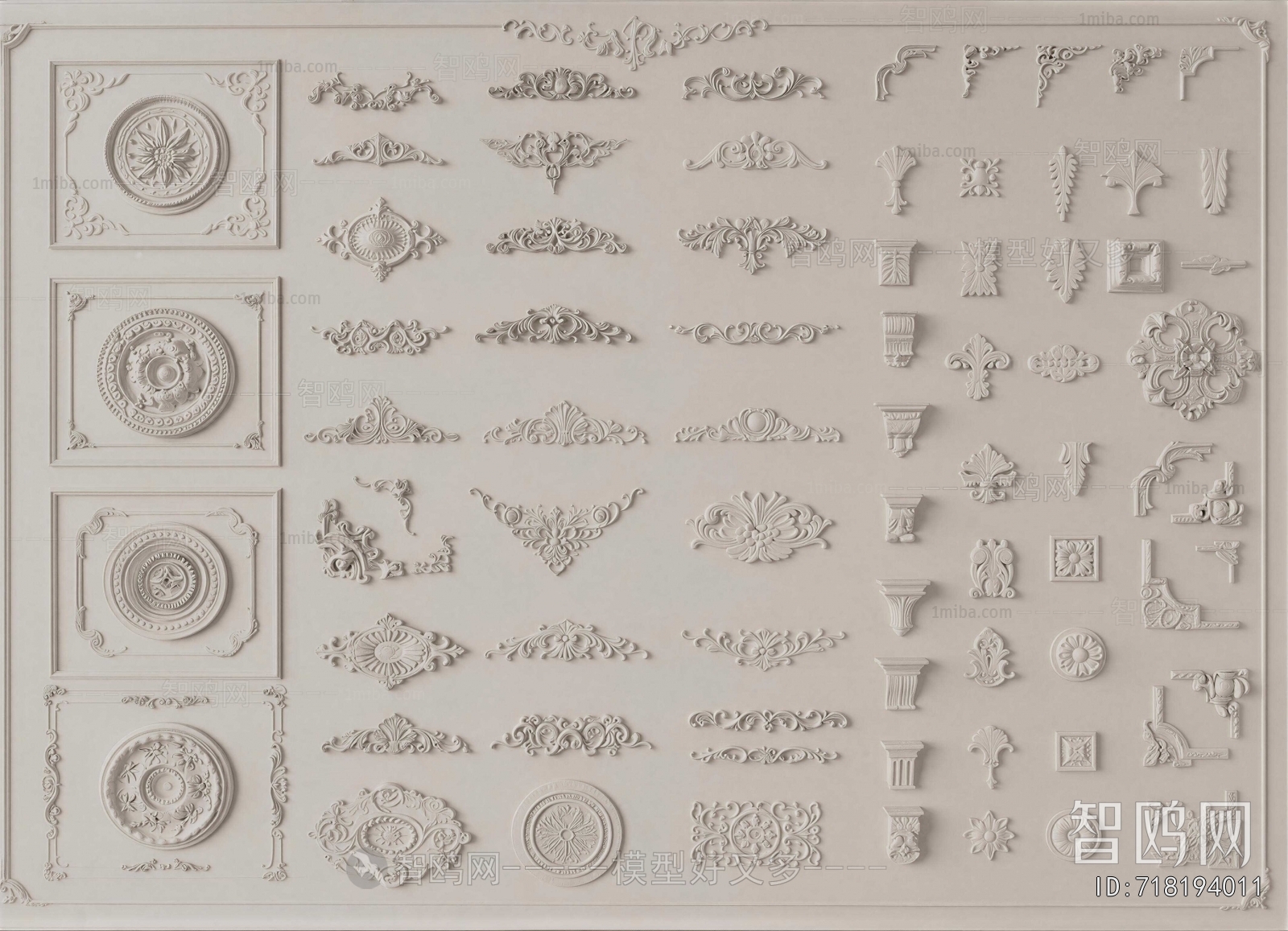 French Style Plaster Carved Top Plate