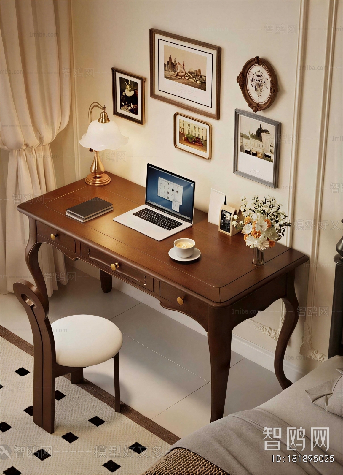American Style Computer Desk And Chair