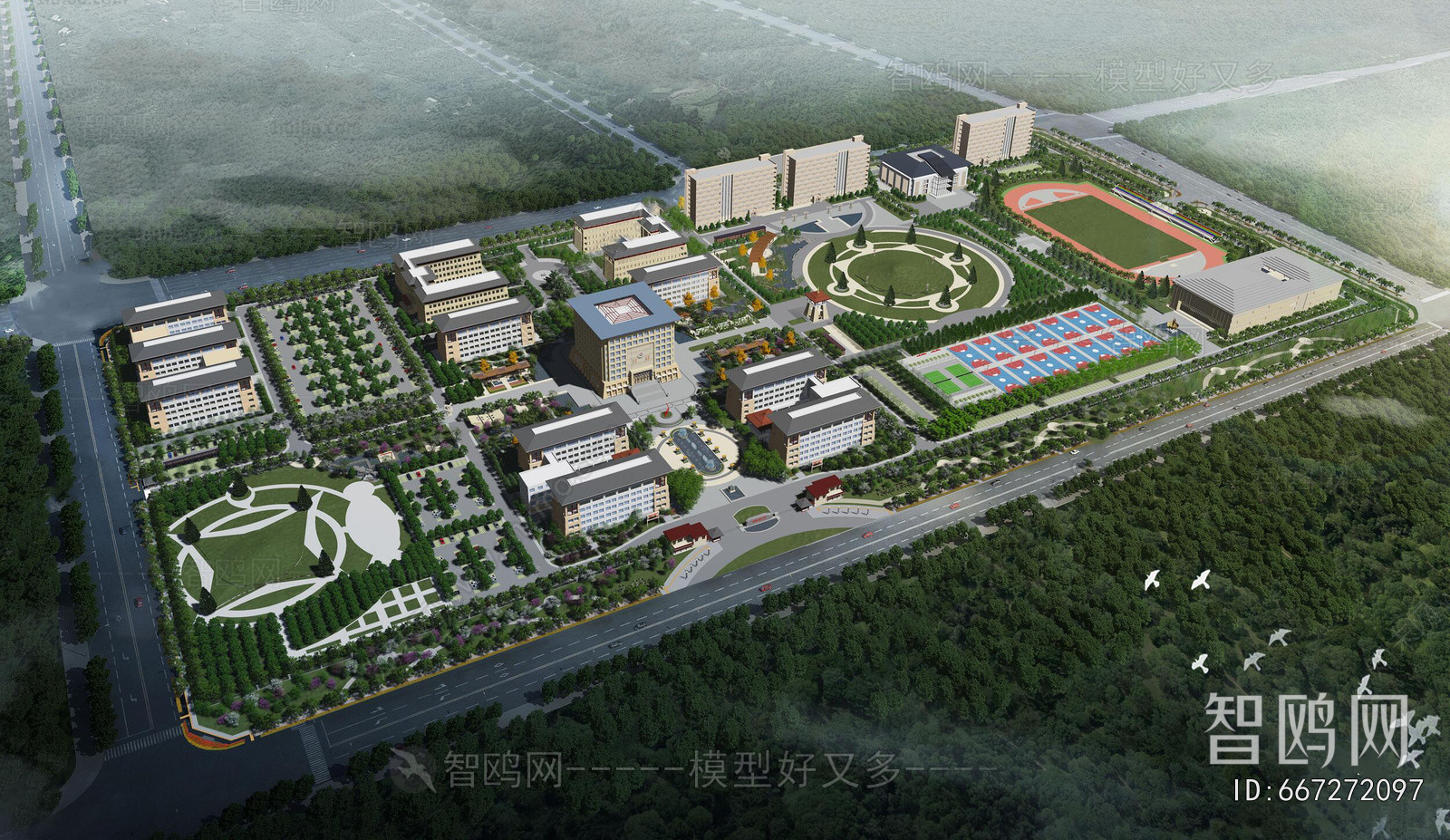 Modern Architectural Bird's-eye View Planning