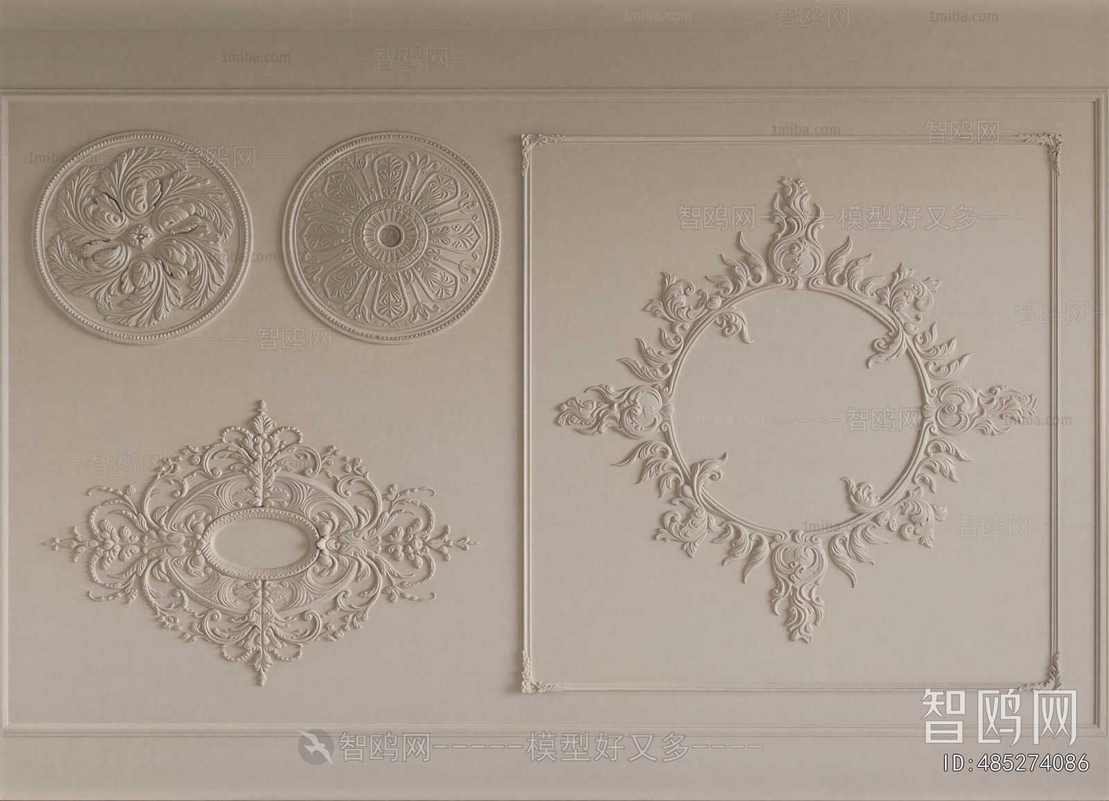 French Style Plaster Carved Top Plate