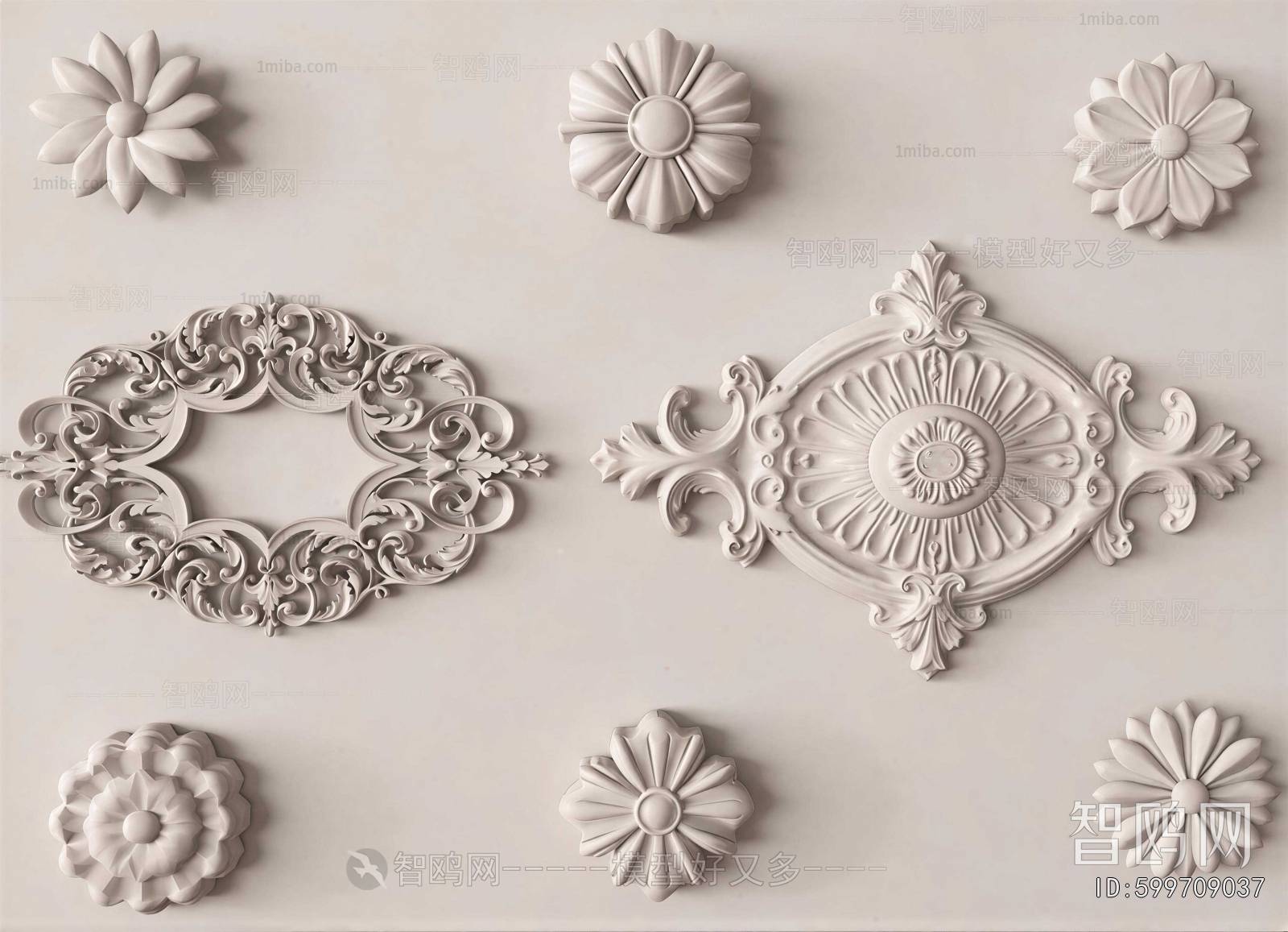 European Style Plaster Carved Top Plate