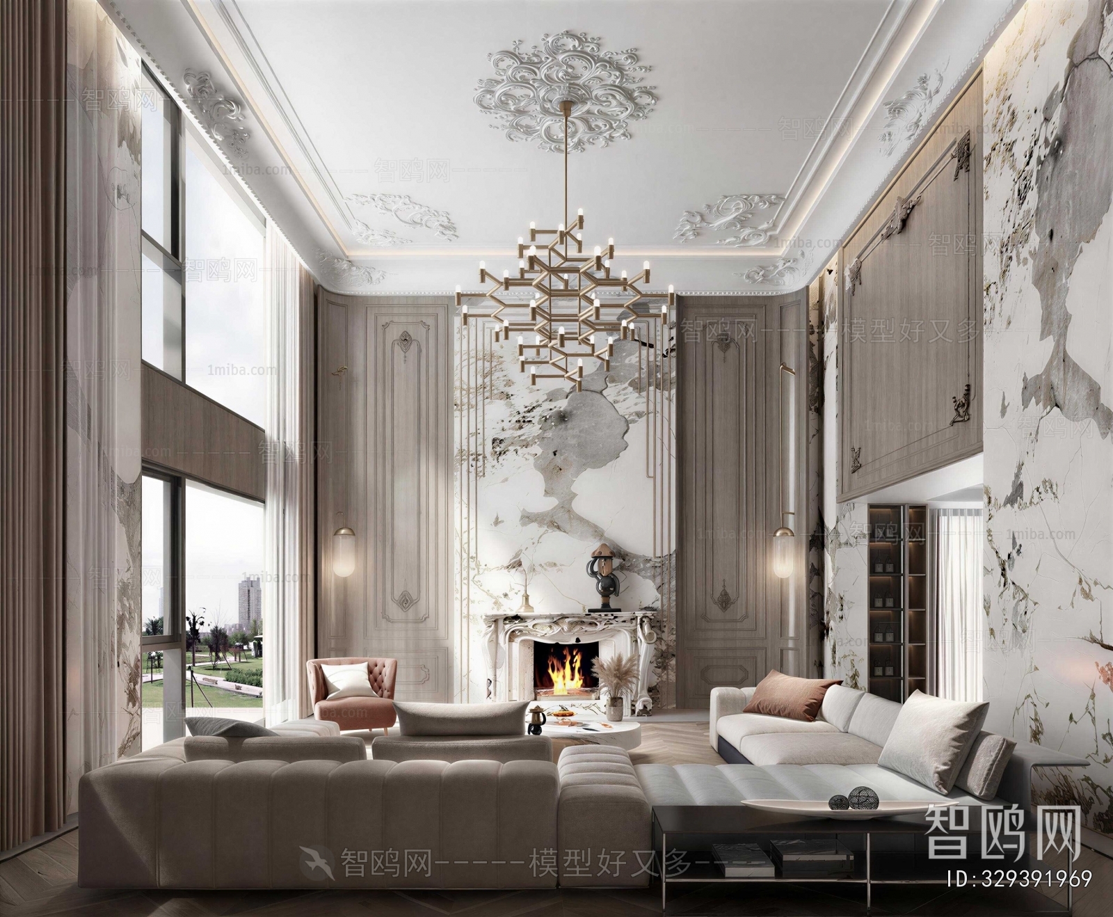 New Chinese Style A Living Room