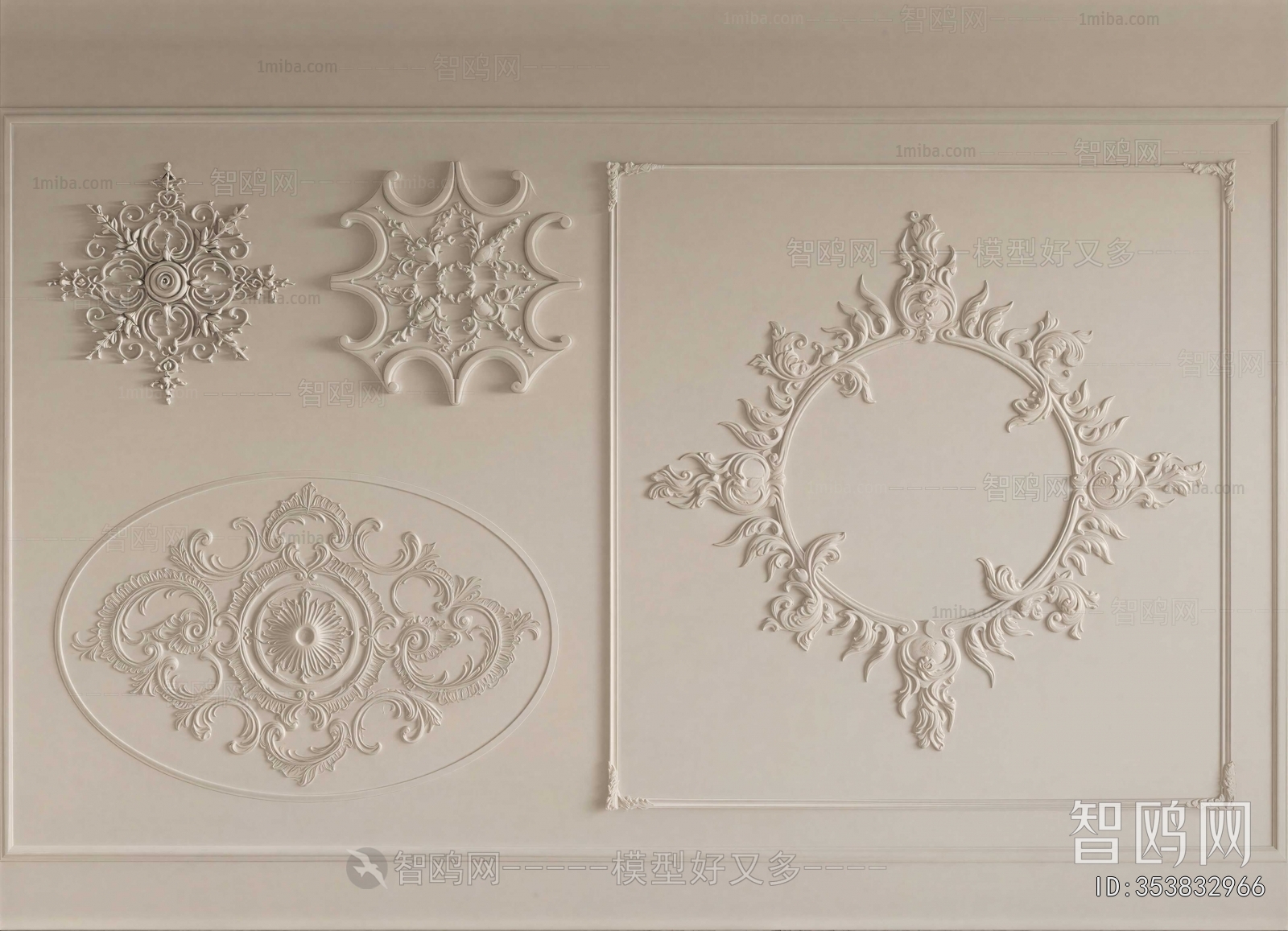 French Style Plaster Carved Top Plate