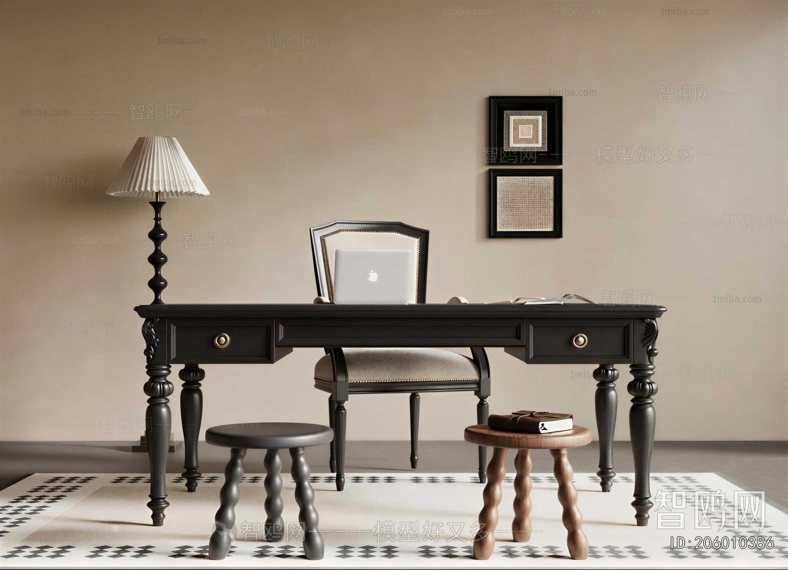 American Style Computer Desk And Chair