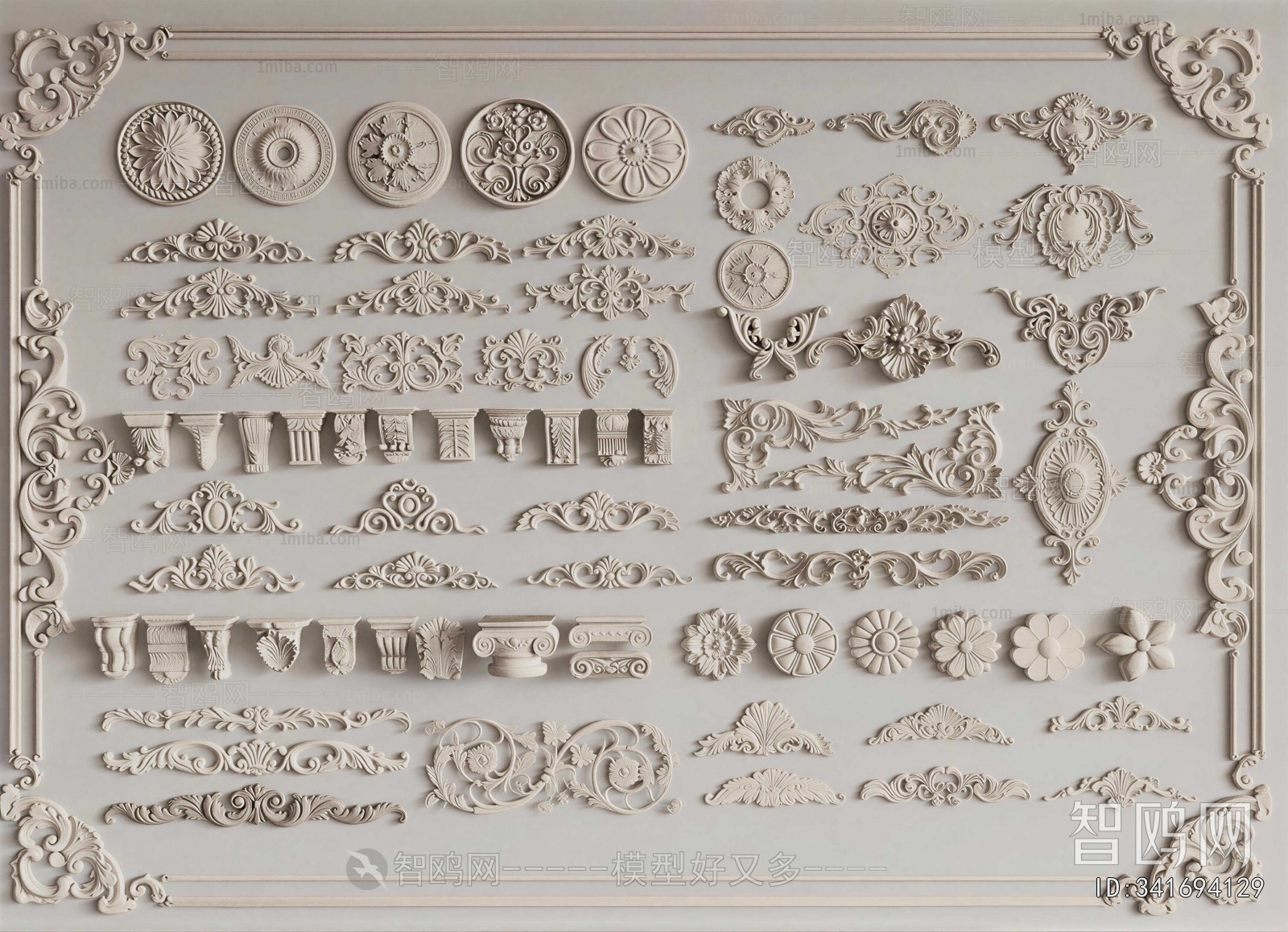 French Style Plaster Carved Top Plate