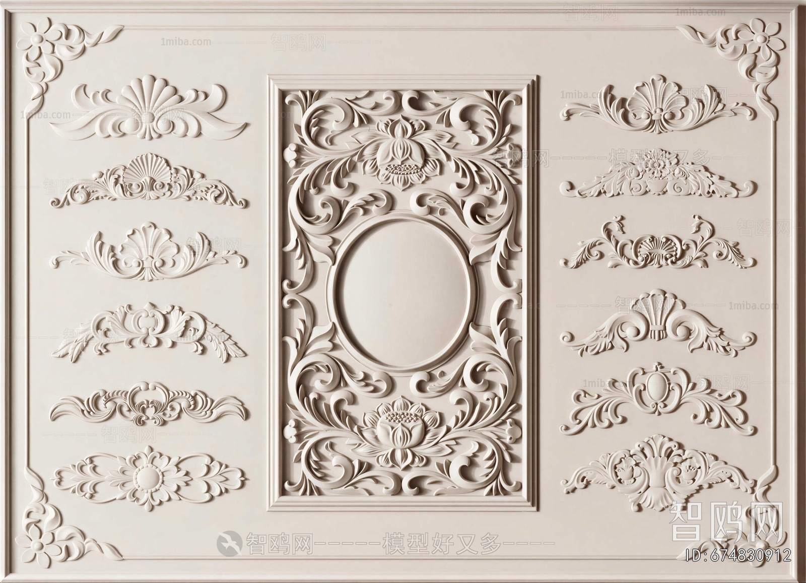 French Style Plaster Carved Top Plate