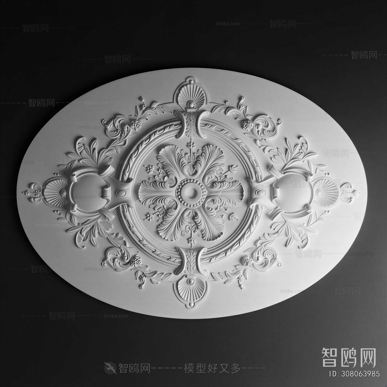 French Style Plaster Carved Top Plate
