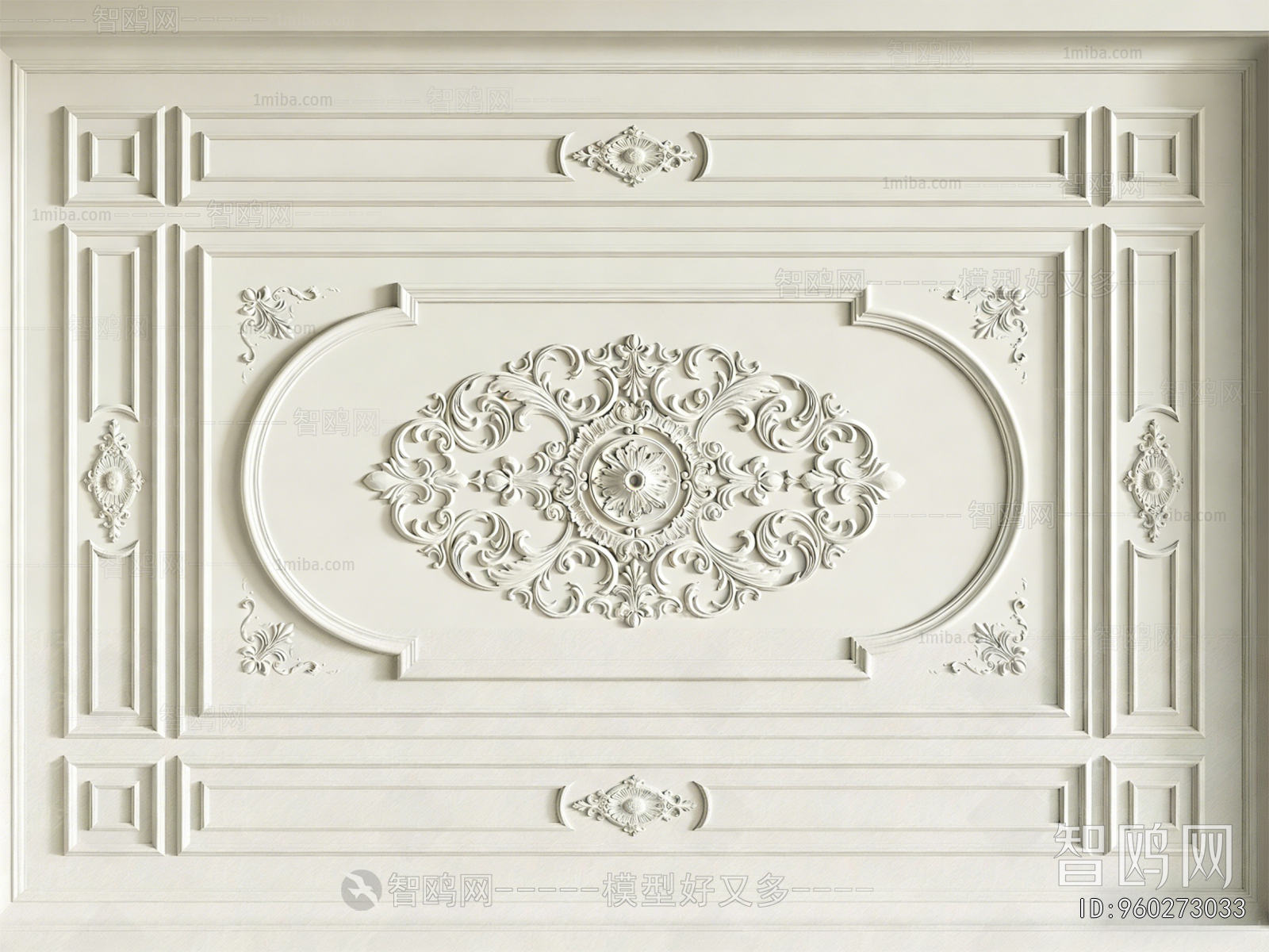 French Style Plaster Carved Top Plate