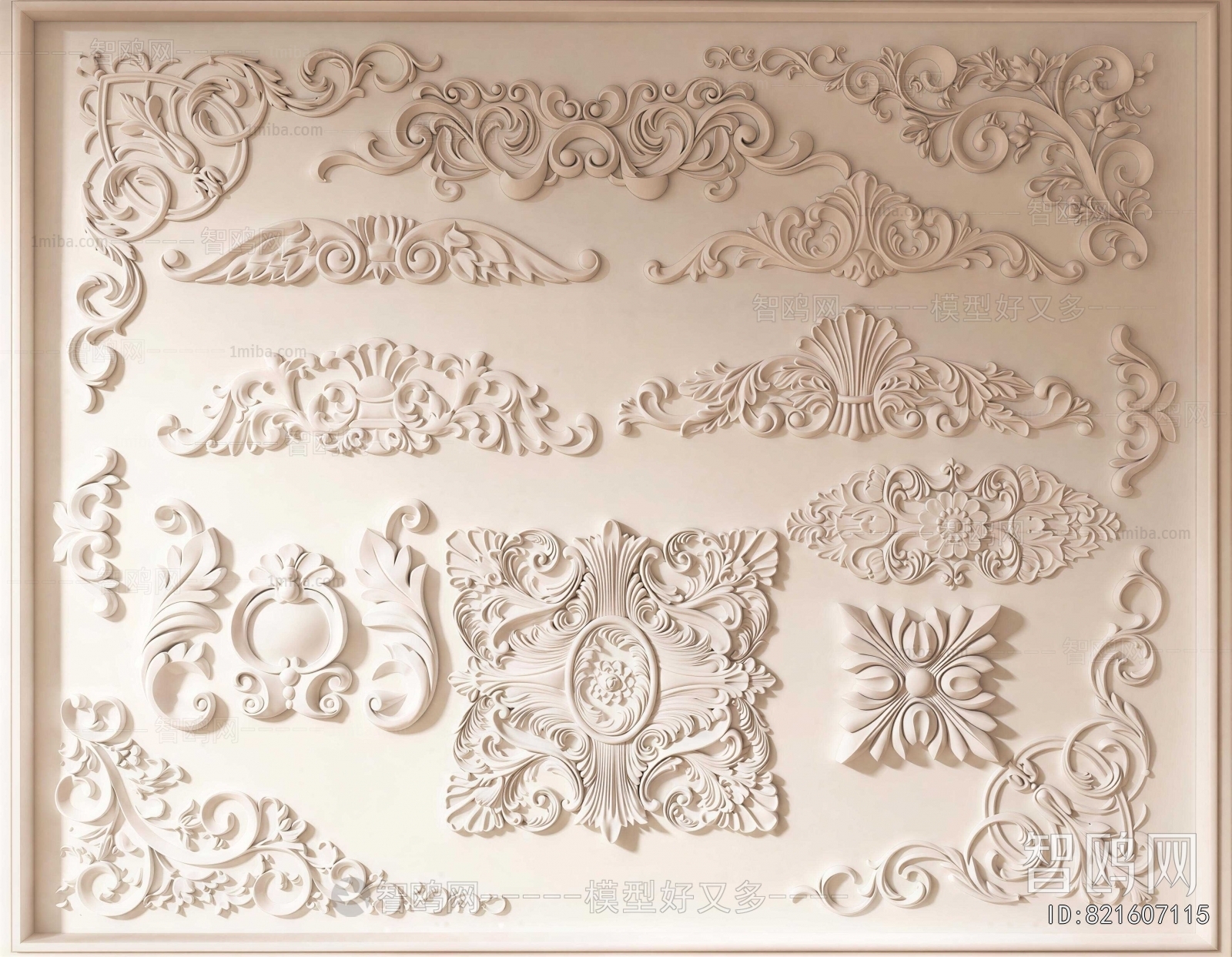 French Style Plaster Carved Top Plate