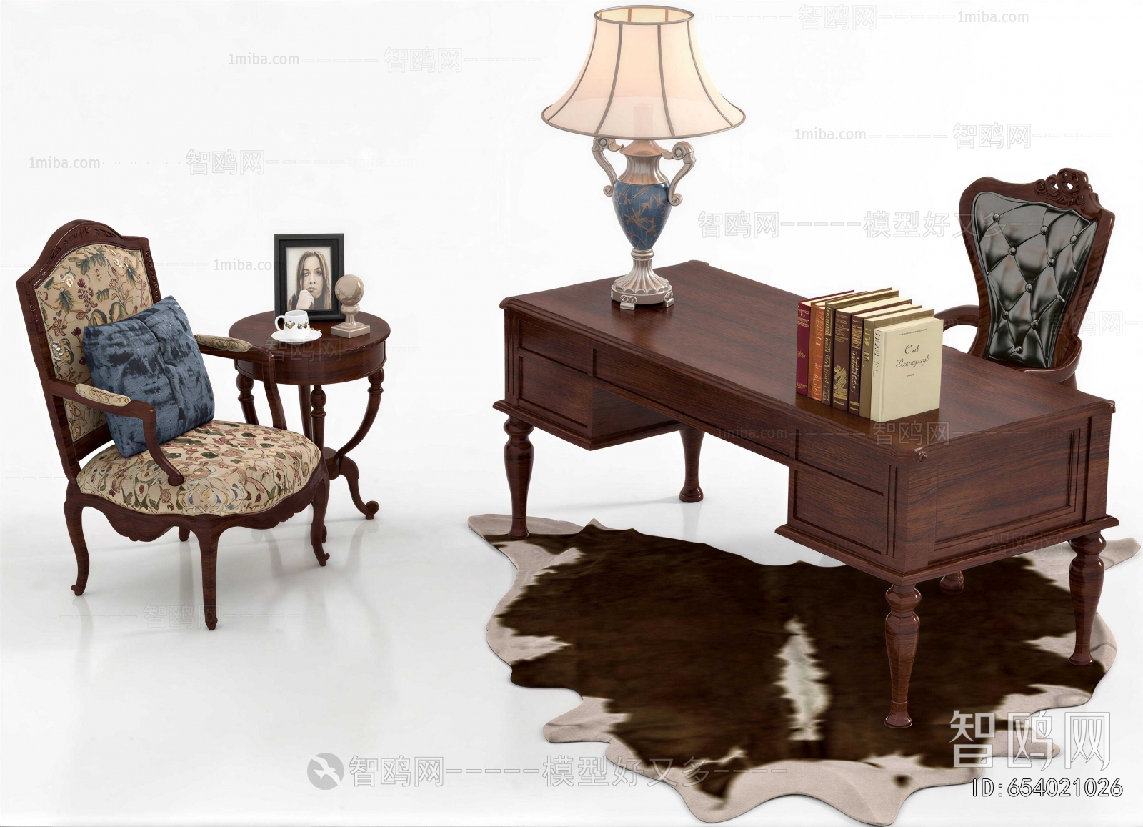 American Style Computer Desk And Chair