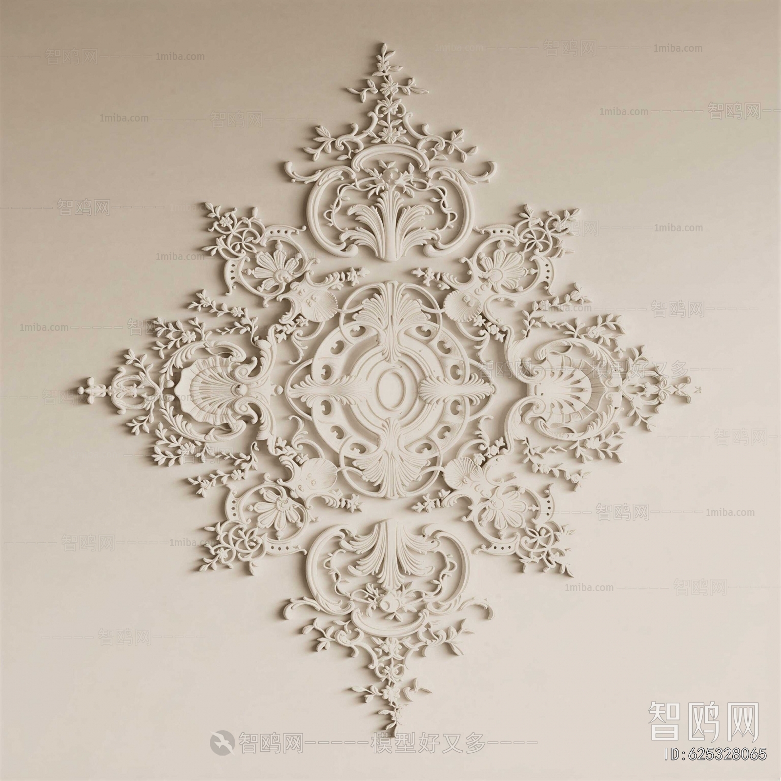 French Style Plaster Carved Top Plate