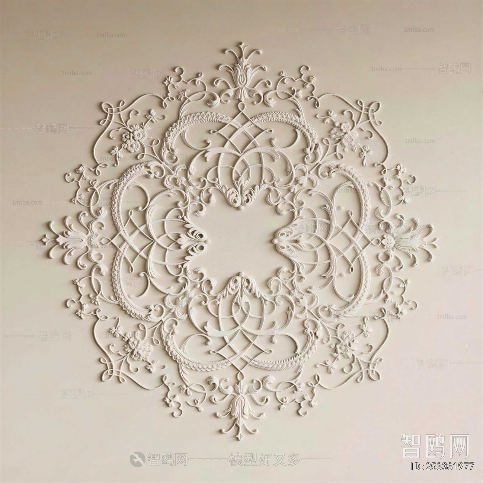 French Style Plaster Carved Top Plate
