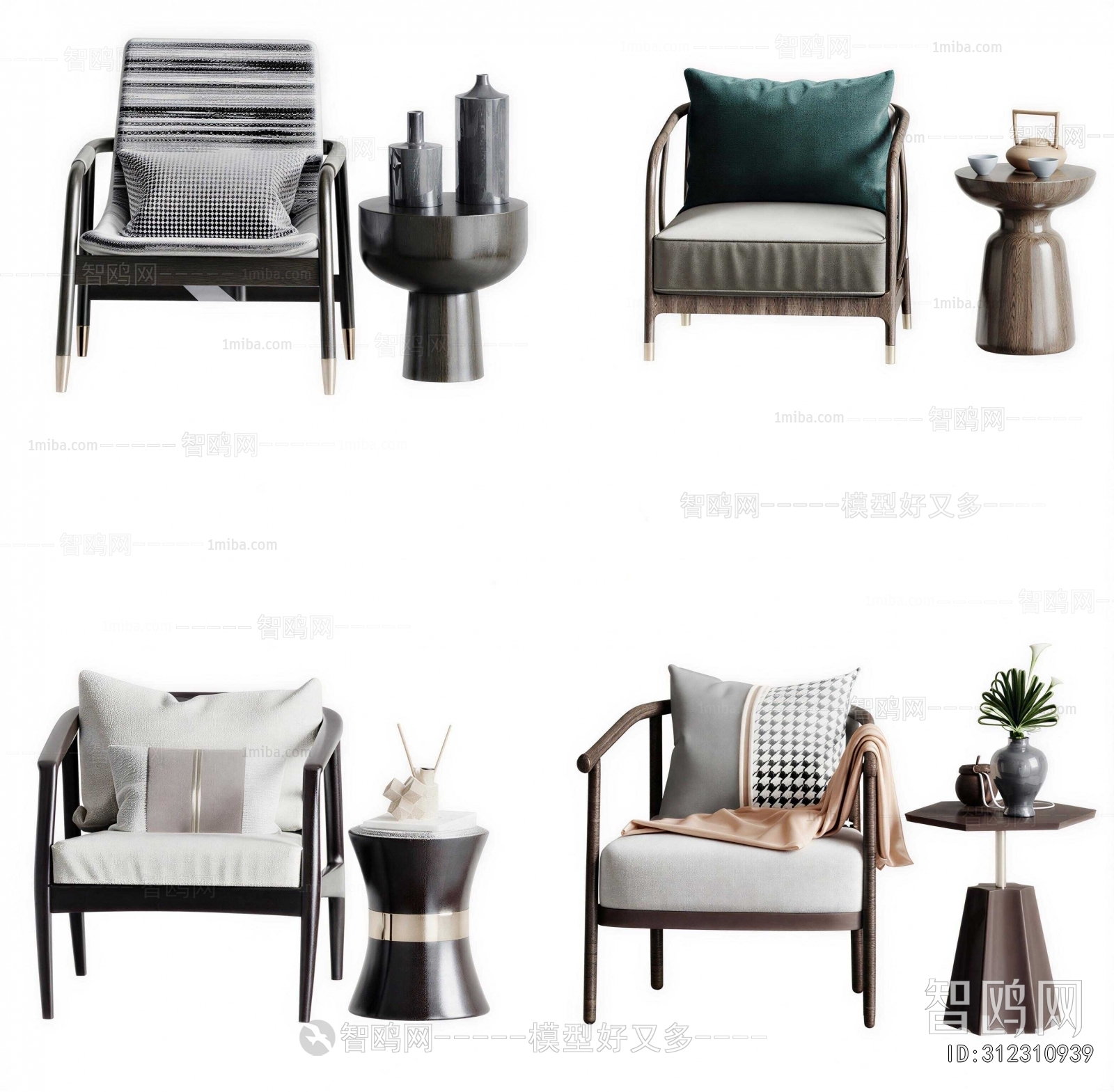 New Chinese Style Single Sofa