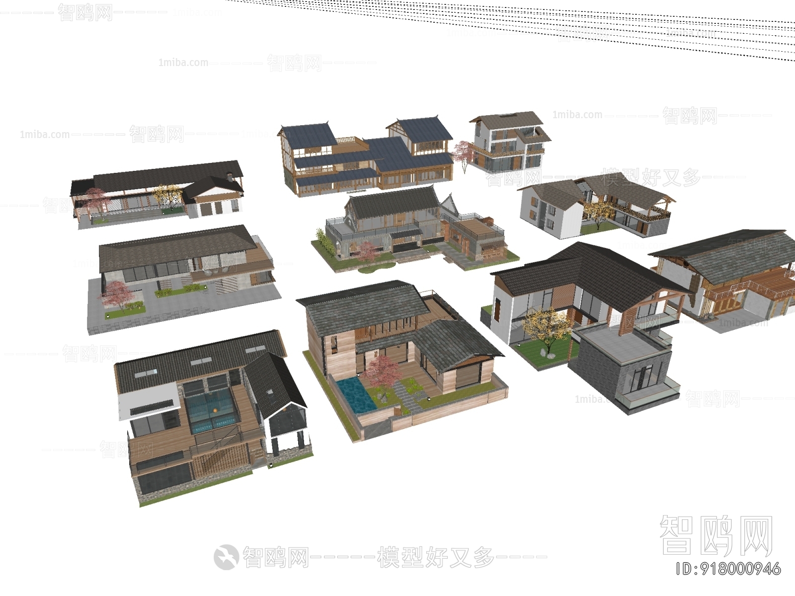 New Chinese Style Architectural Bird's-eye View Planning