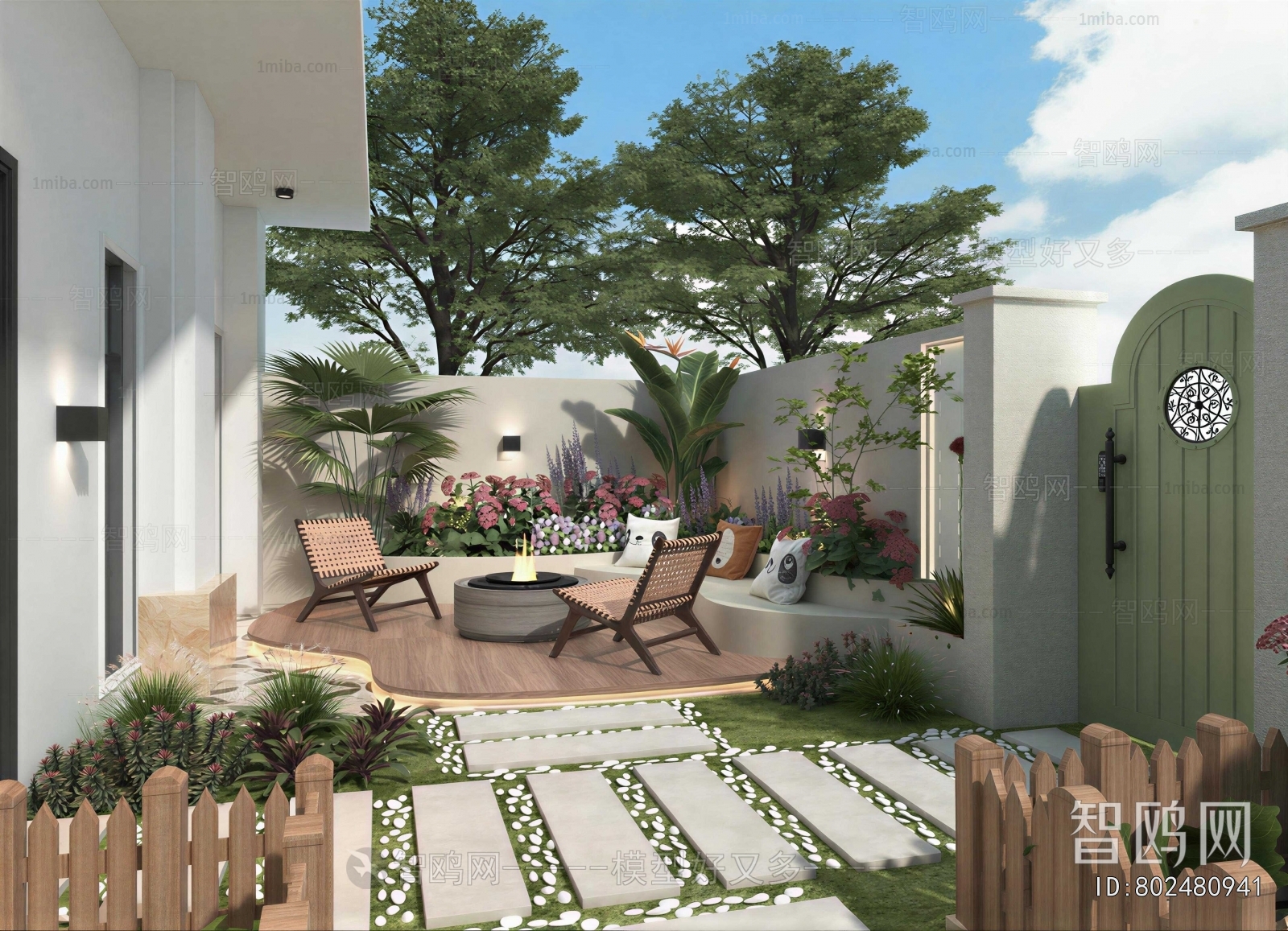 French Style Courtyard/landscape