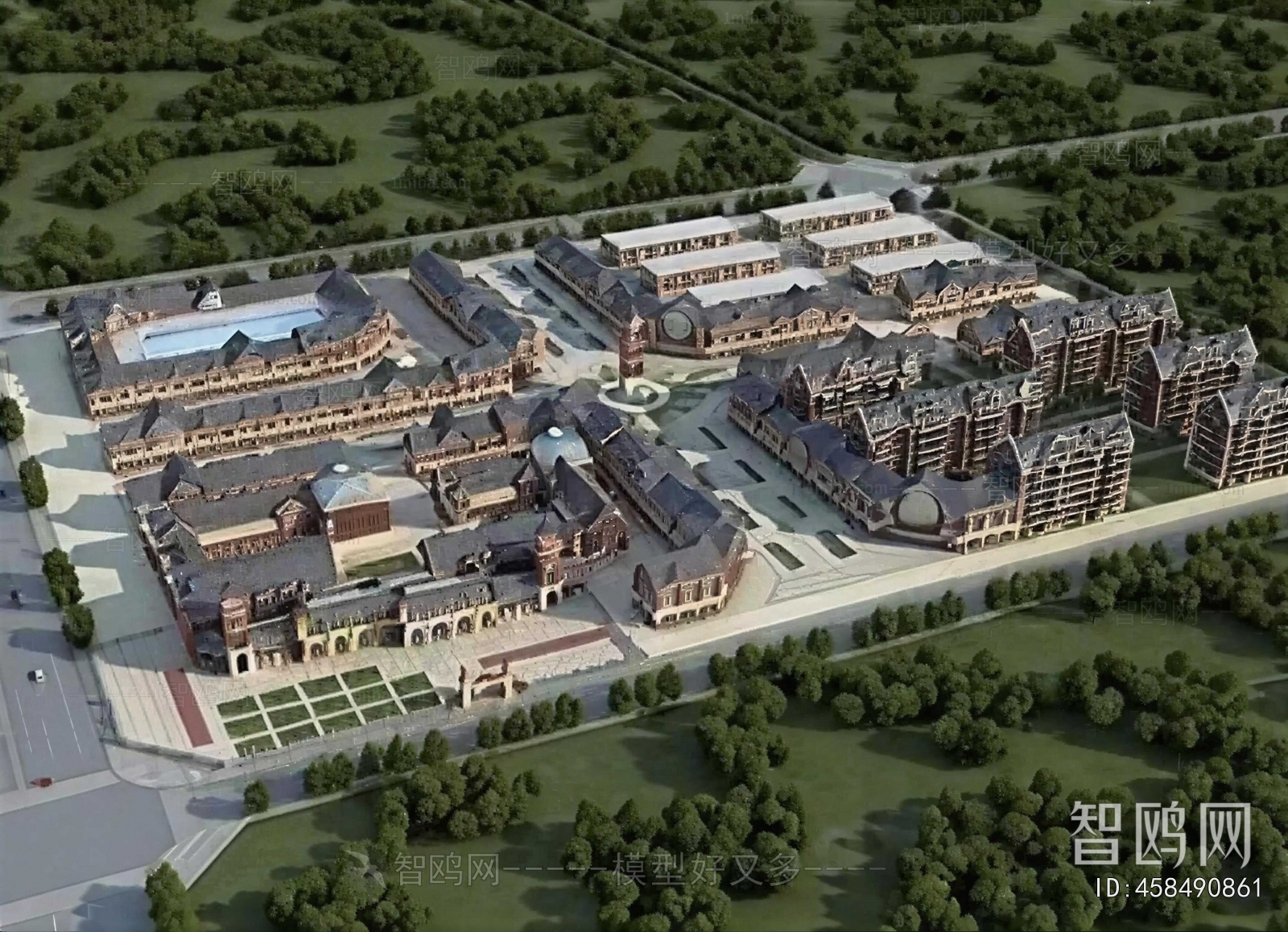European Style Architectural Bird's-eye View Planning