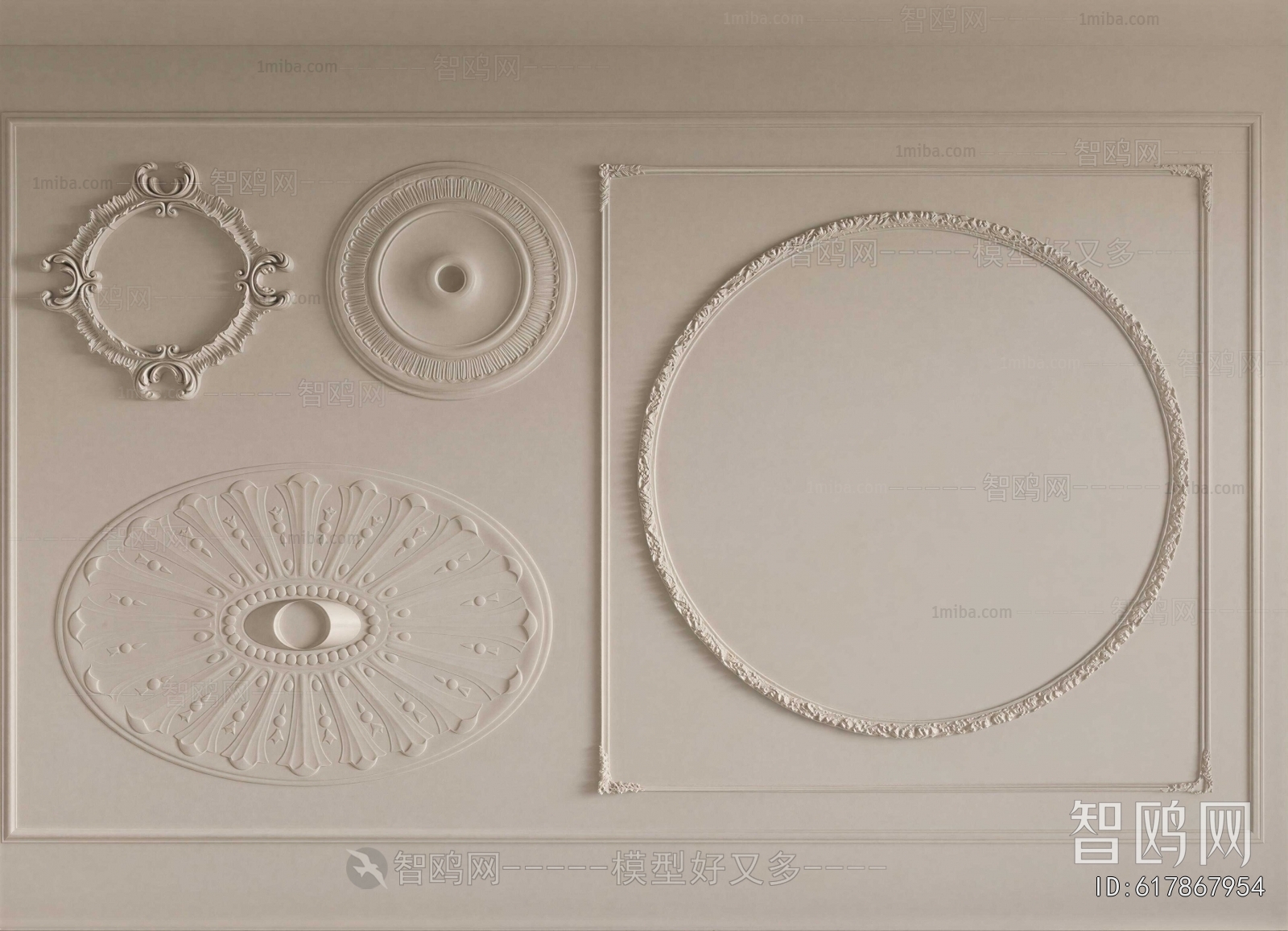 French Style Plaster Carved Top Plate