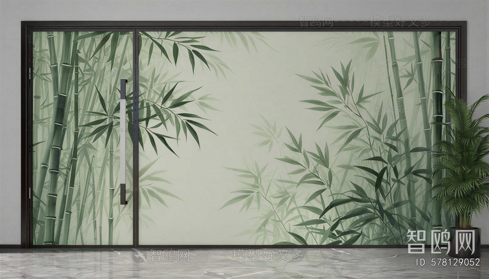 New Chinese Style Glass Screen Partition