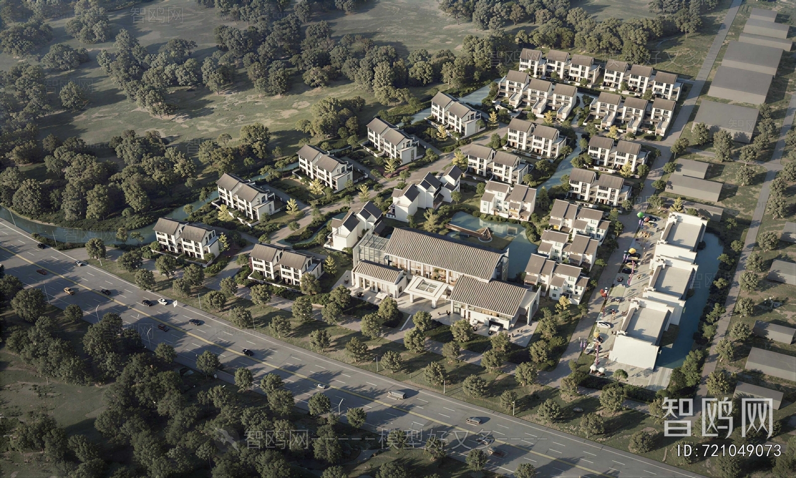 New Chinese Style Architectural Bird's-eye View Planning