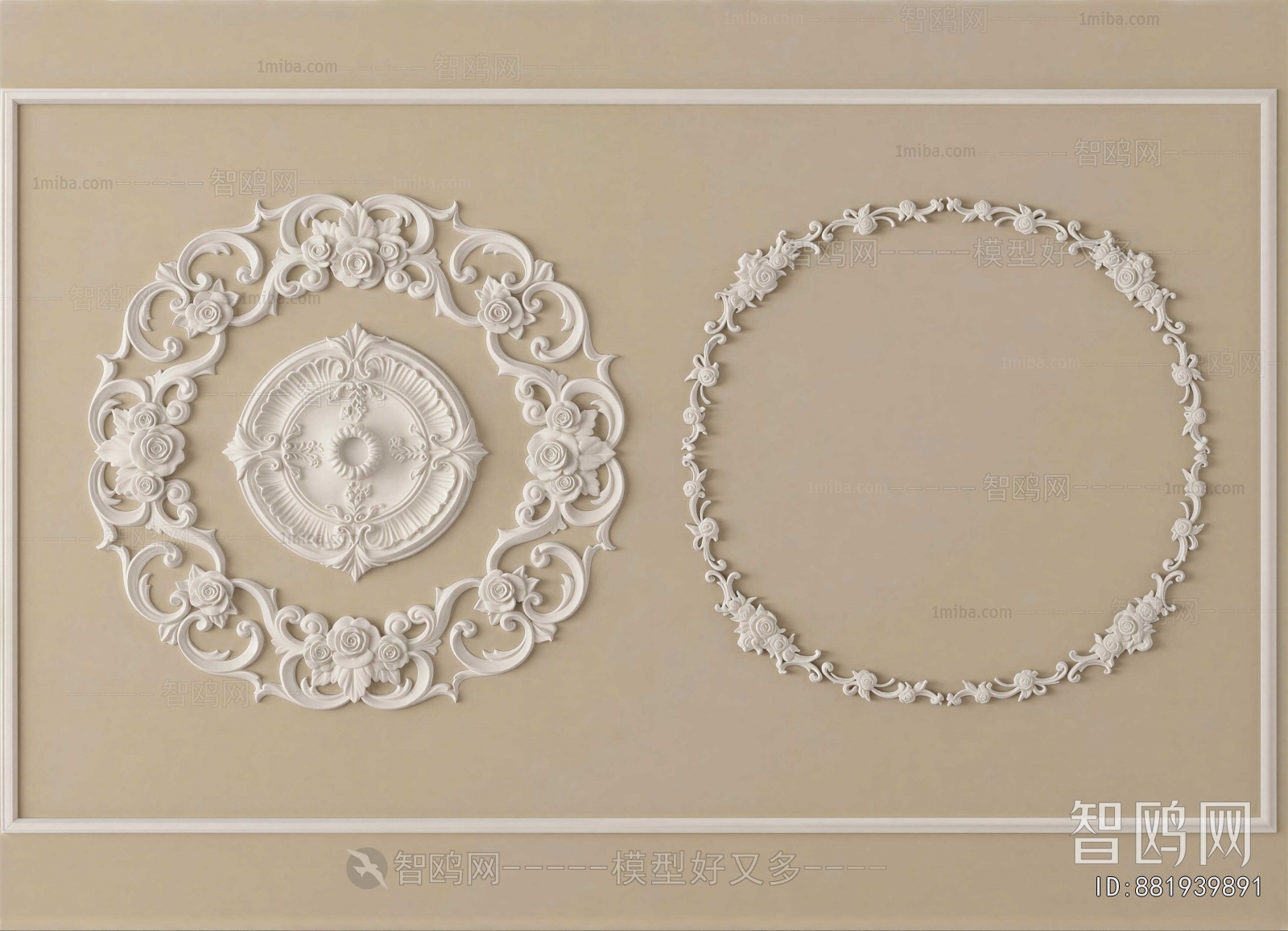 French Style Plaster Carved Top Plate