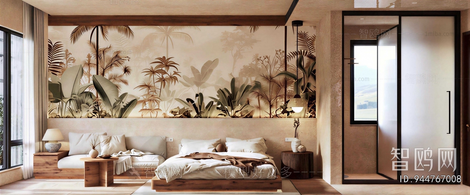 Wabi-sabi Style Guest Room