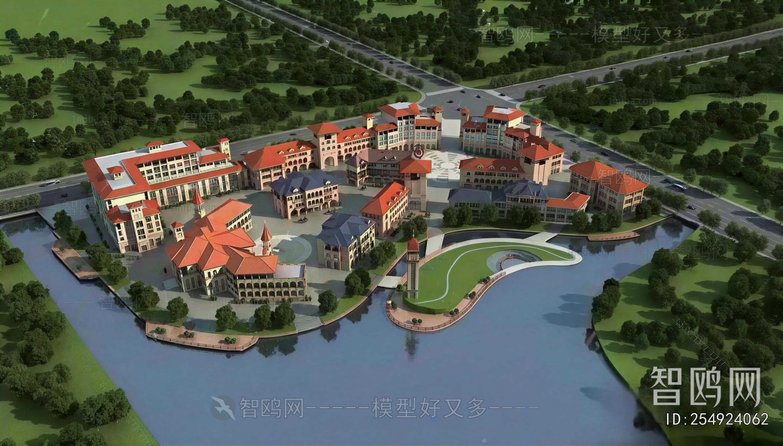 European Style Architectural Bird's-eye View Planning