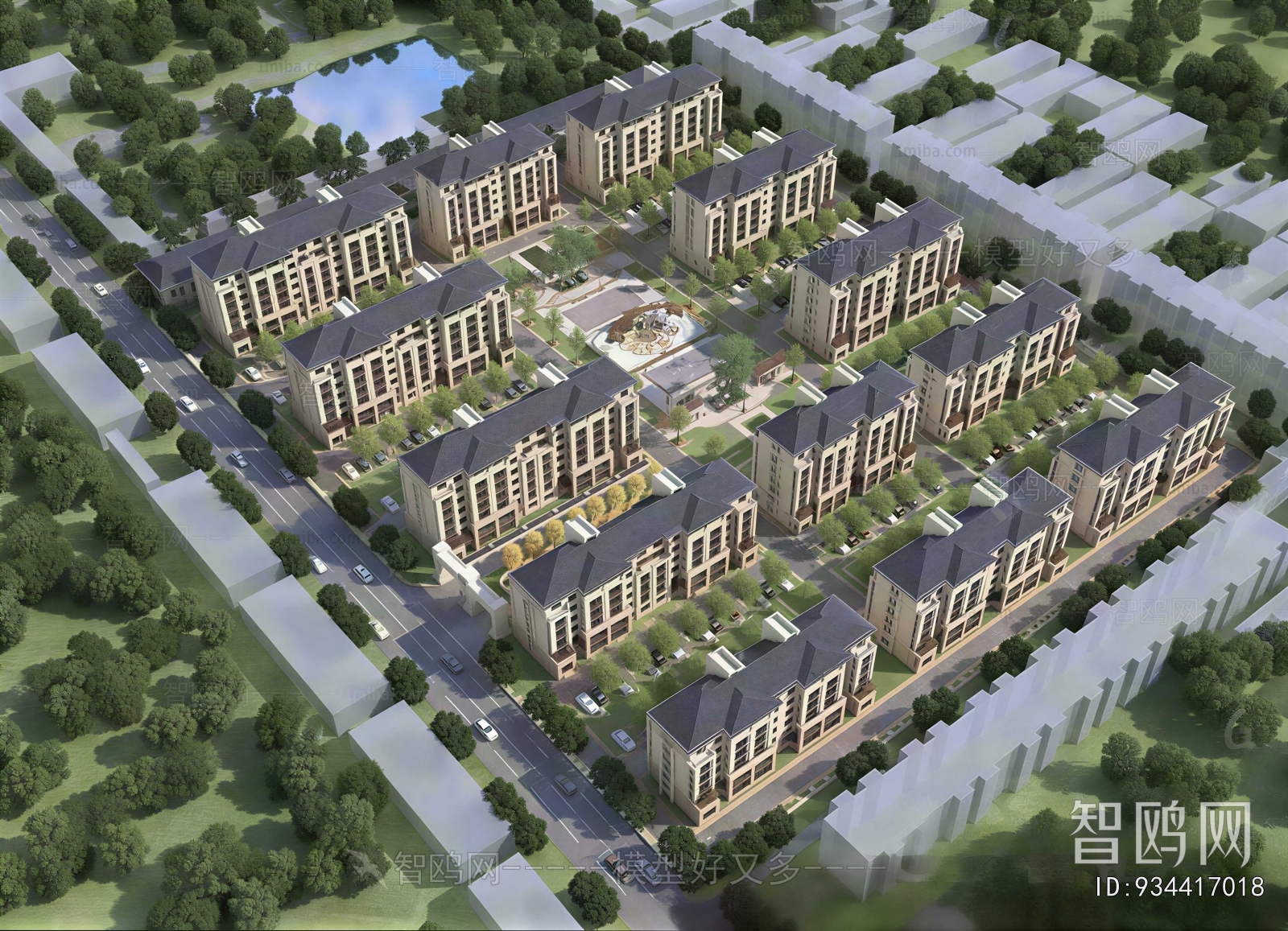 European Style Architectural Bird's-eye View Planning