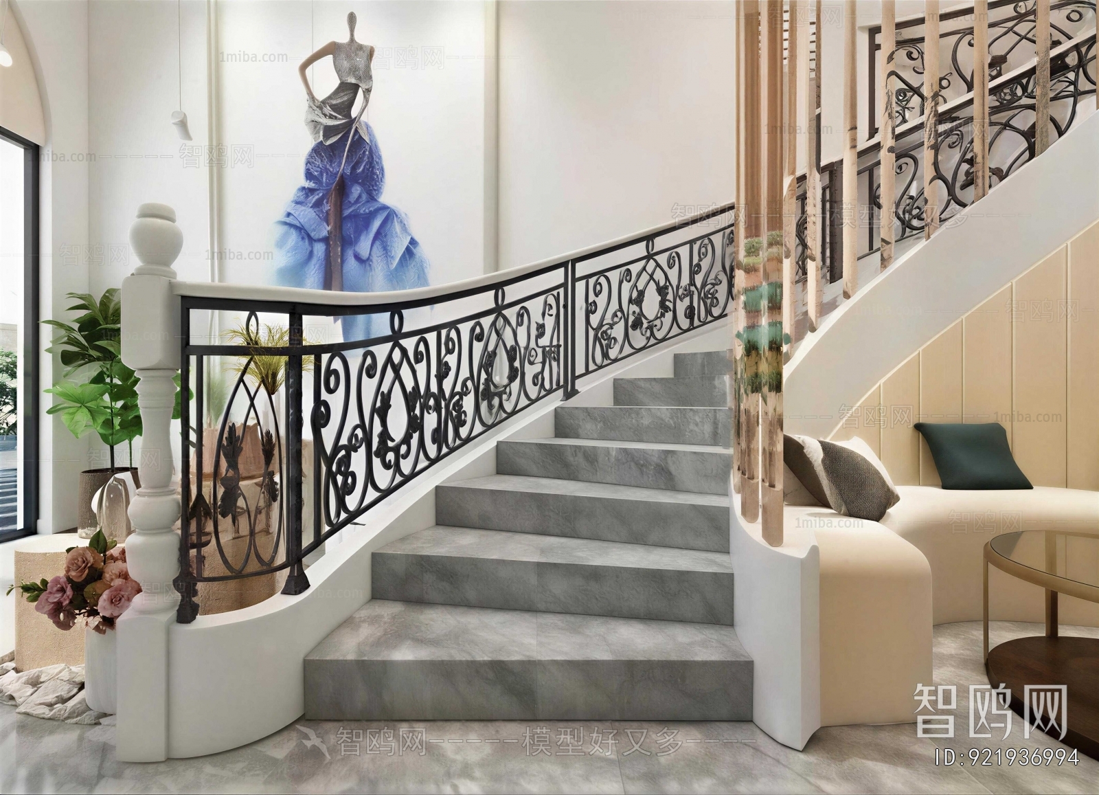 Simple European Style Rotating Staircase