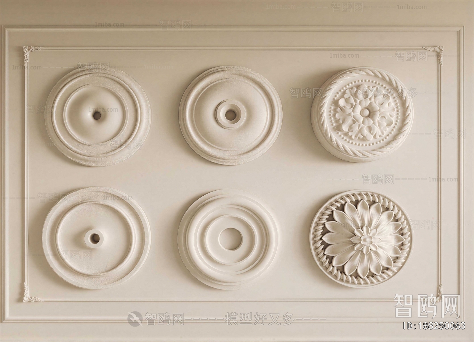 French Style Plaster Carved Top Plate