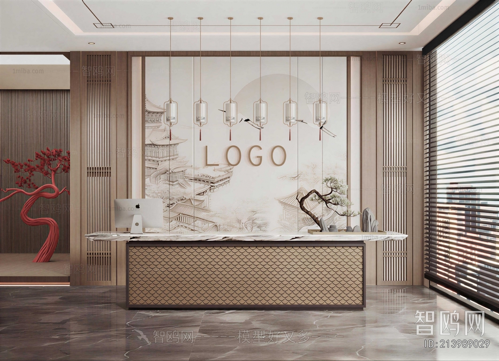 New Chinese Style Office Reception Desk