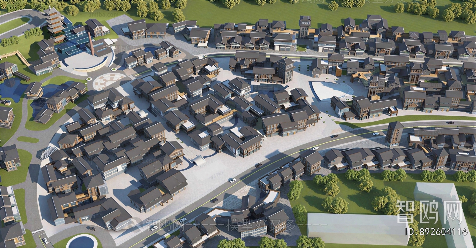New Chinese Style Architectural Bird's-eye View Planning
