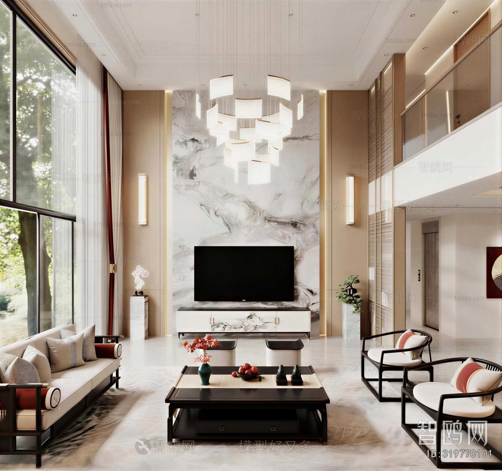 New Chinese Style A Living Room