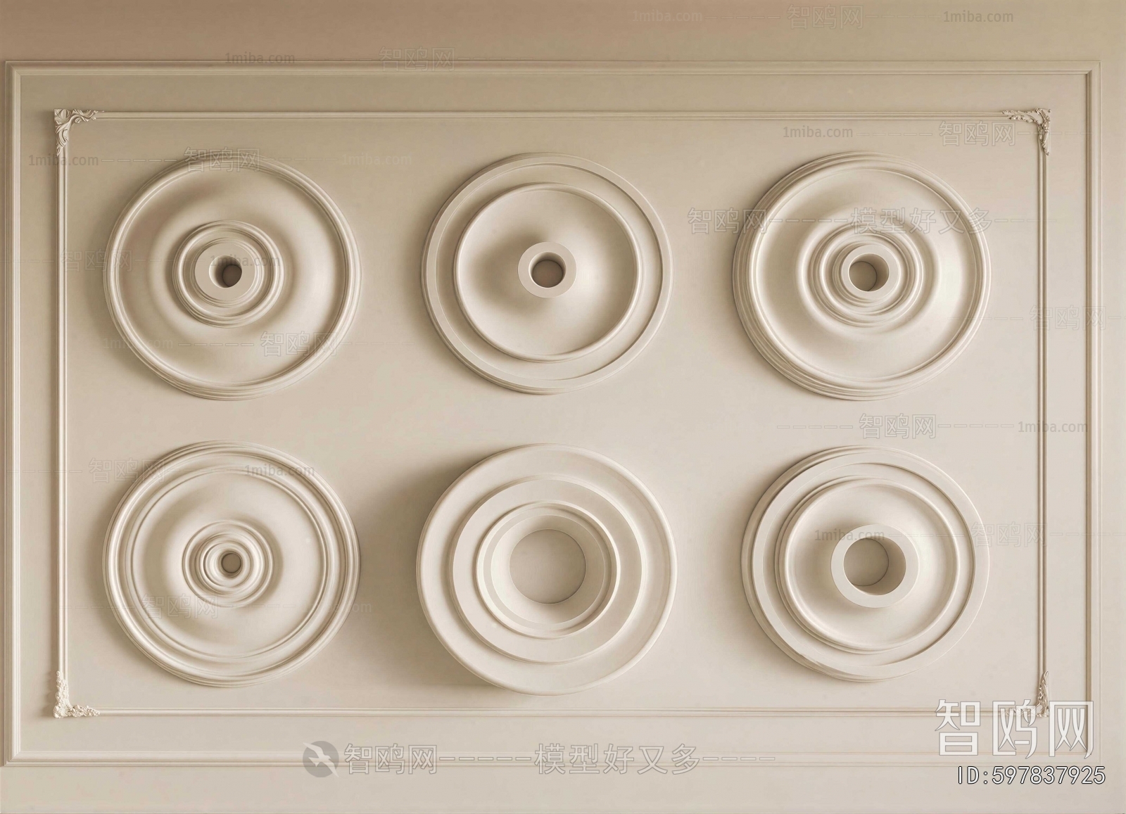 French Style Plaster Carved Top Plate