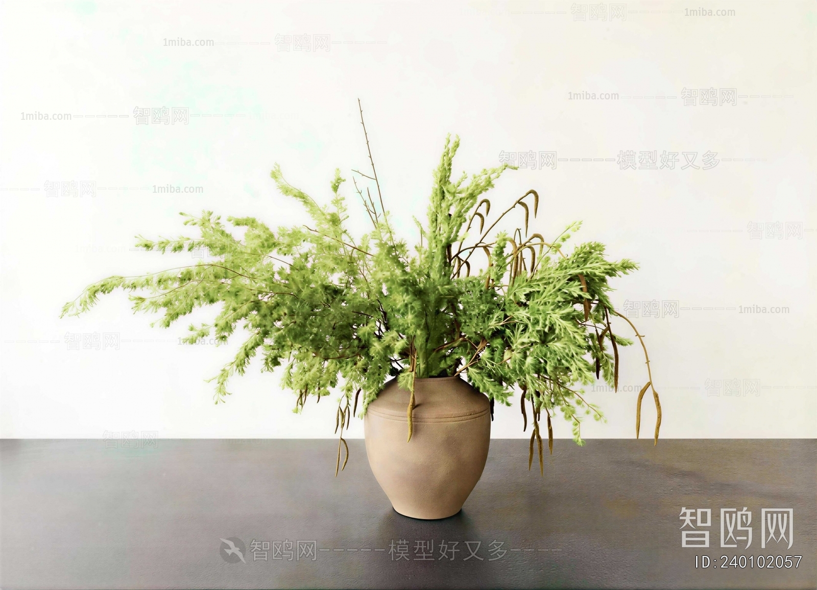 Wabi-sabi Style Potted Green Plant