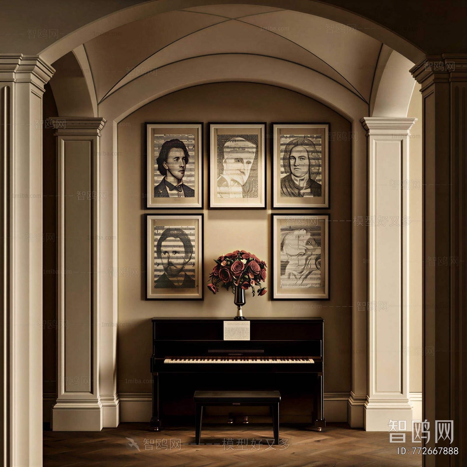 French Style Piano Room