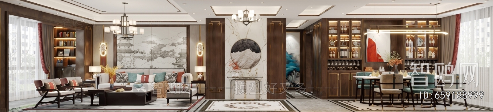 New Chinese Style A Living Room