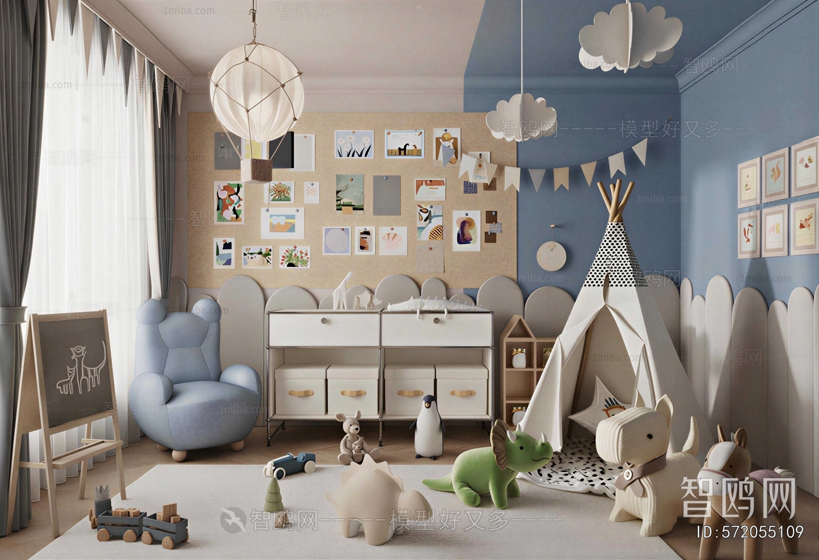 Wabi-sabi Style Children's Room Activity Room