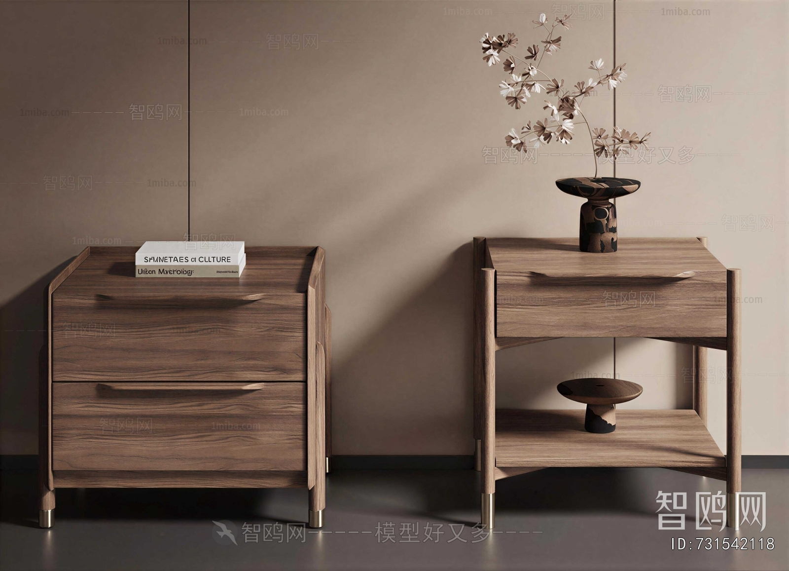 Wabi-sabi Style Bedside Cupboard