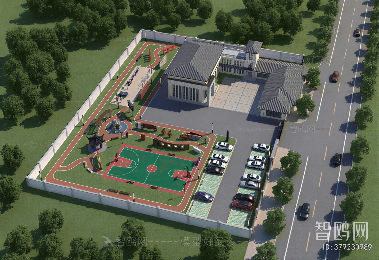 New Chinese Style Architectural Bird's-eye View Planning