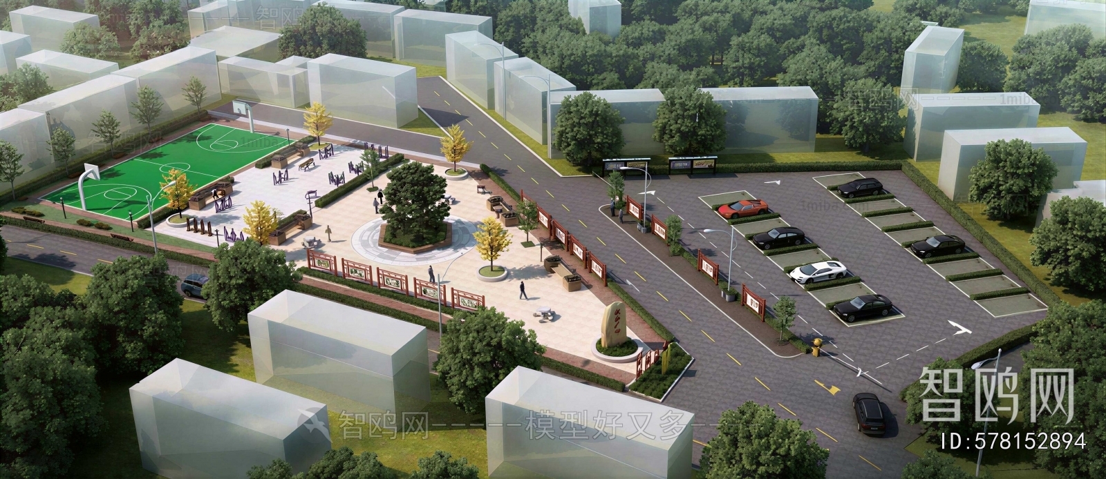New Chinese Style Architectural Bird's-eye View Planning