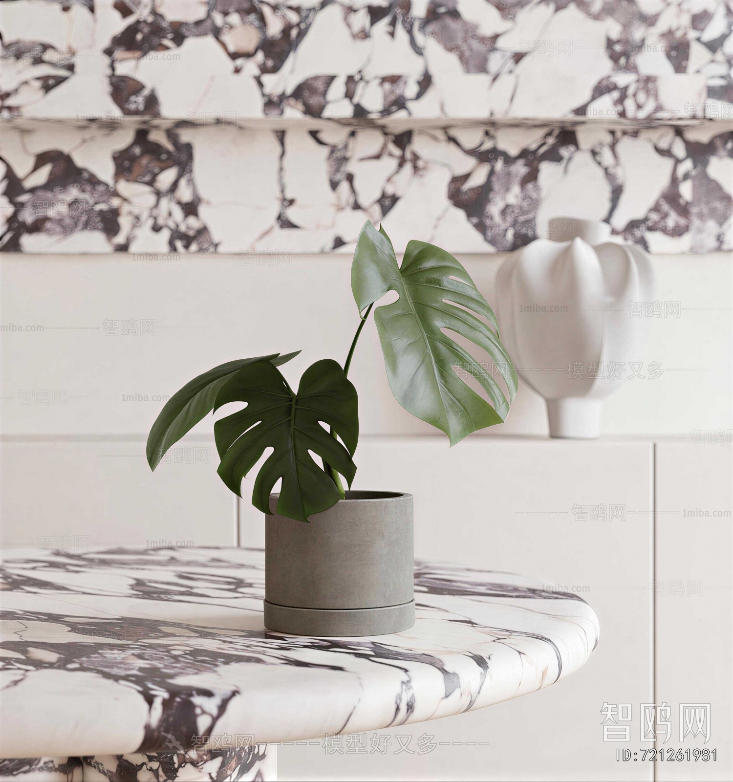 Modern Potted Green Plant