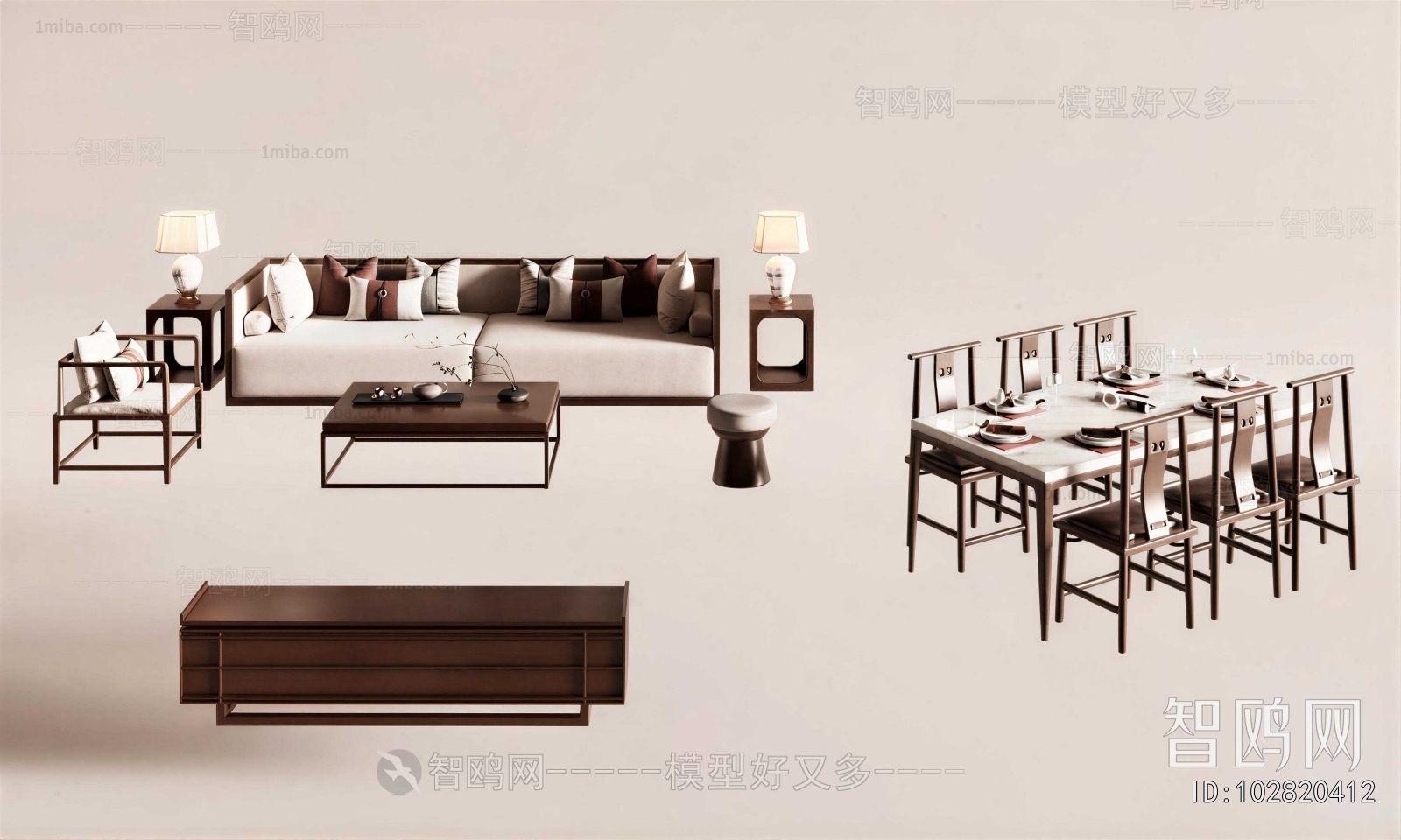 New Chinese Style Sofa Combination