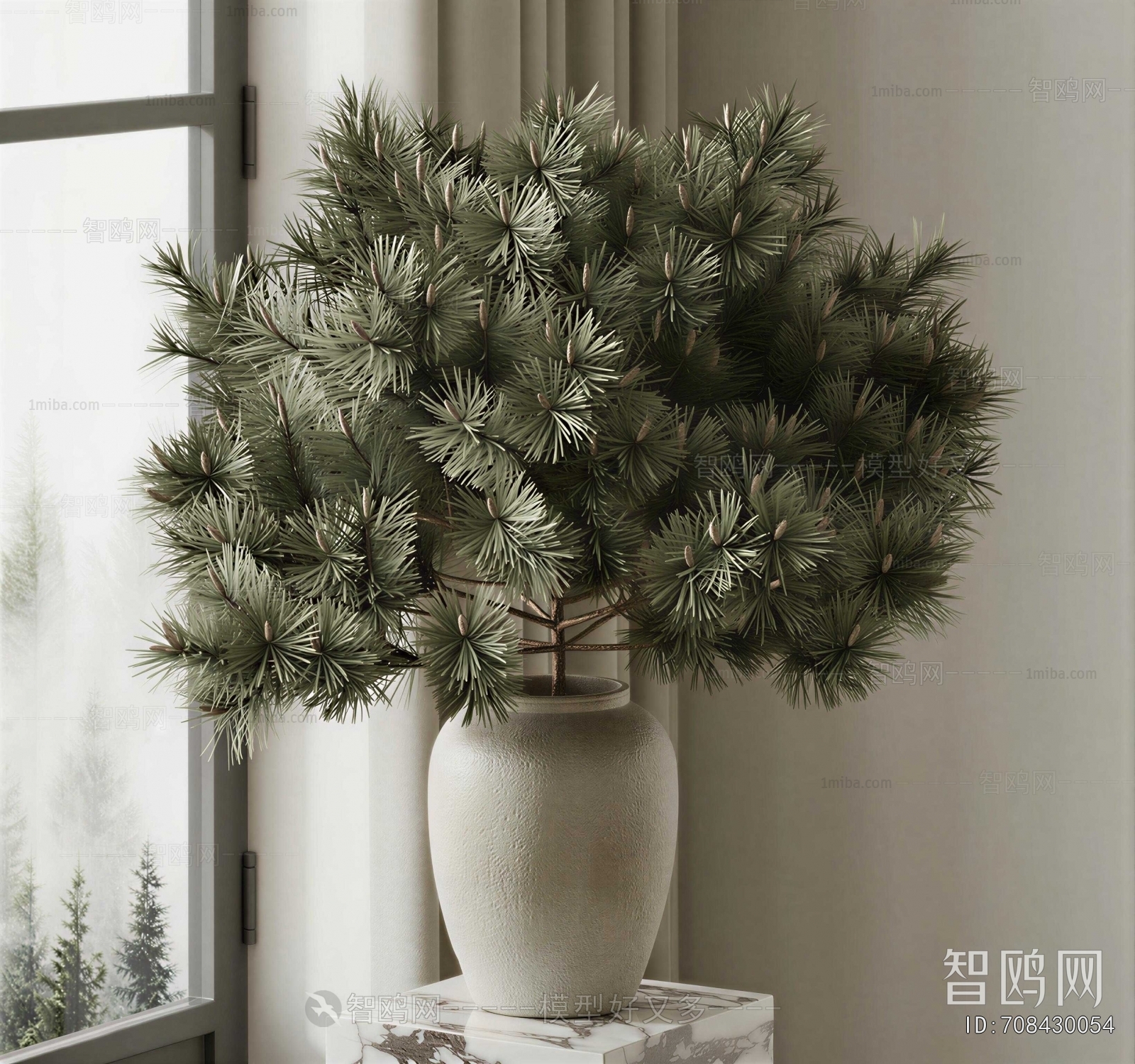 Wabi-sabi Style Potted Green Plant