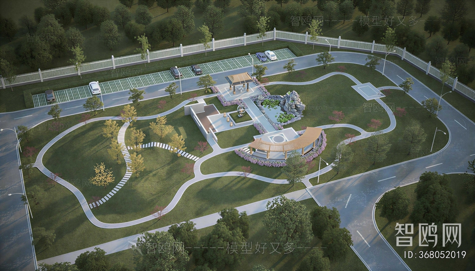 New Chinese Style Architectural Bird's-eye View Planning