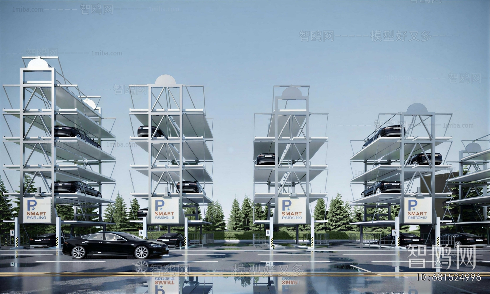 Modern Outdoor Parking Lot